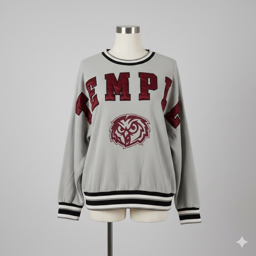PINK Victoria's Secret Temple University Gray and Maroon Crewneck Sweater